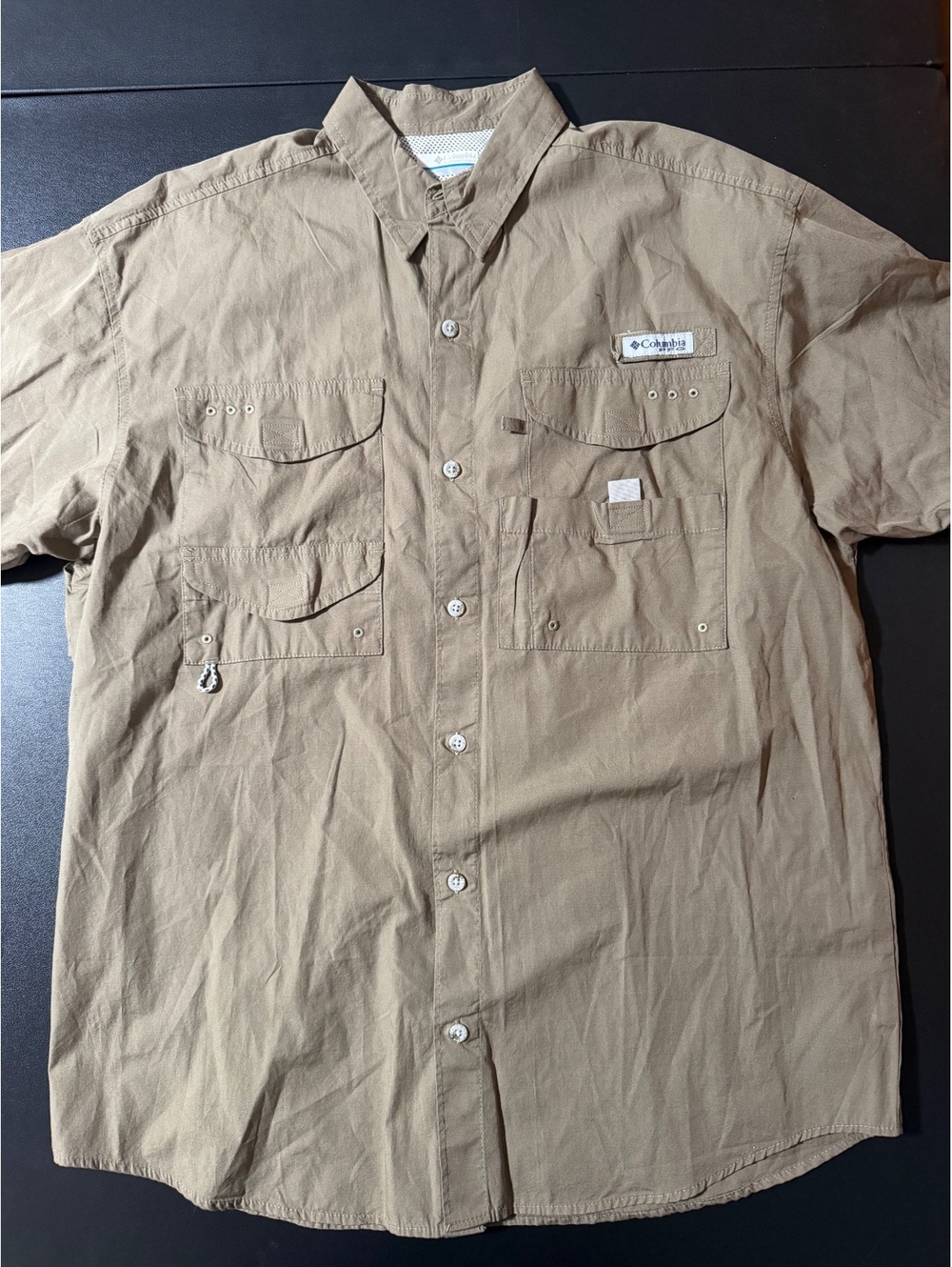 Columbia PFG Men's Medium Short Sleeve Fishing Shirt Vent Mesh Back Cotton